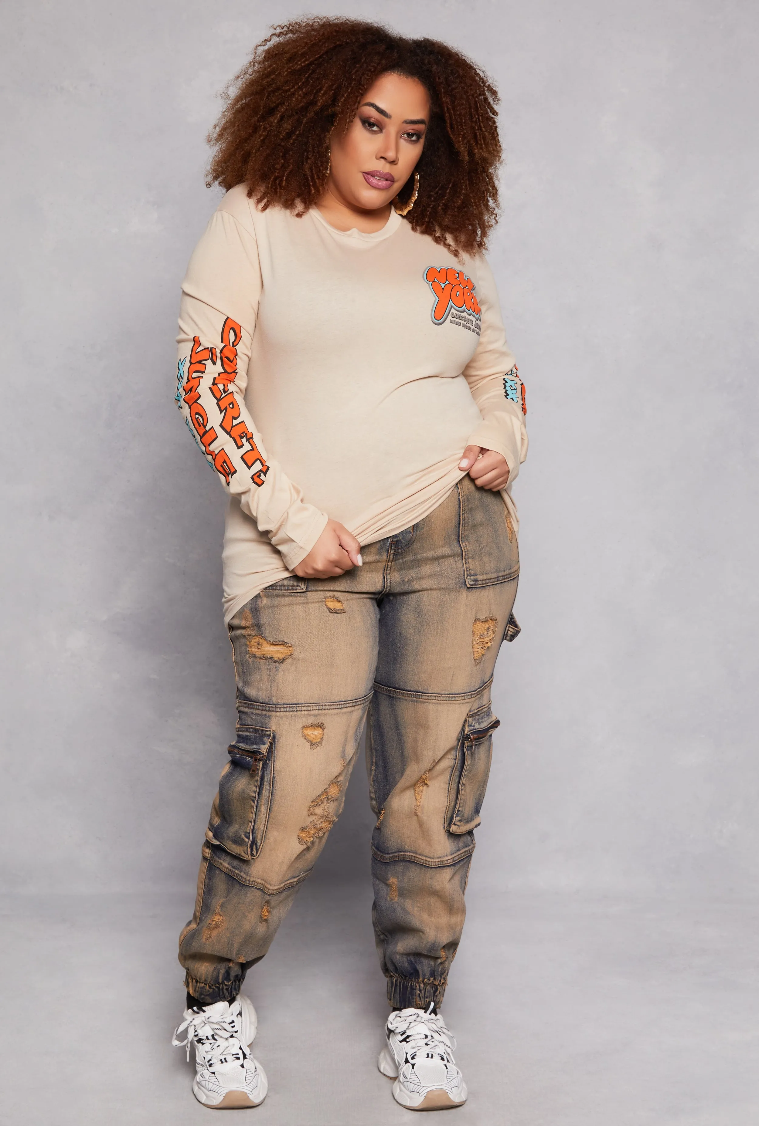 Plus Size New York Graphic Long Sleeve Top sold by Rainbow product image thumbnail 2