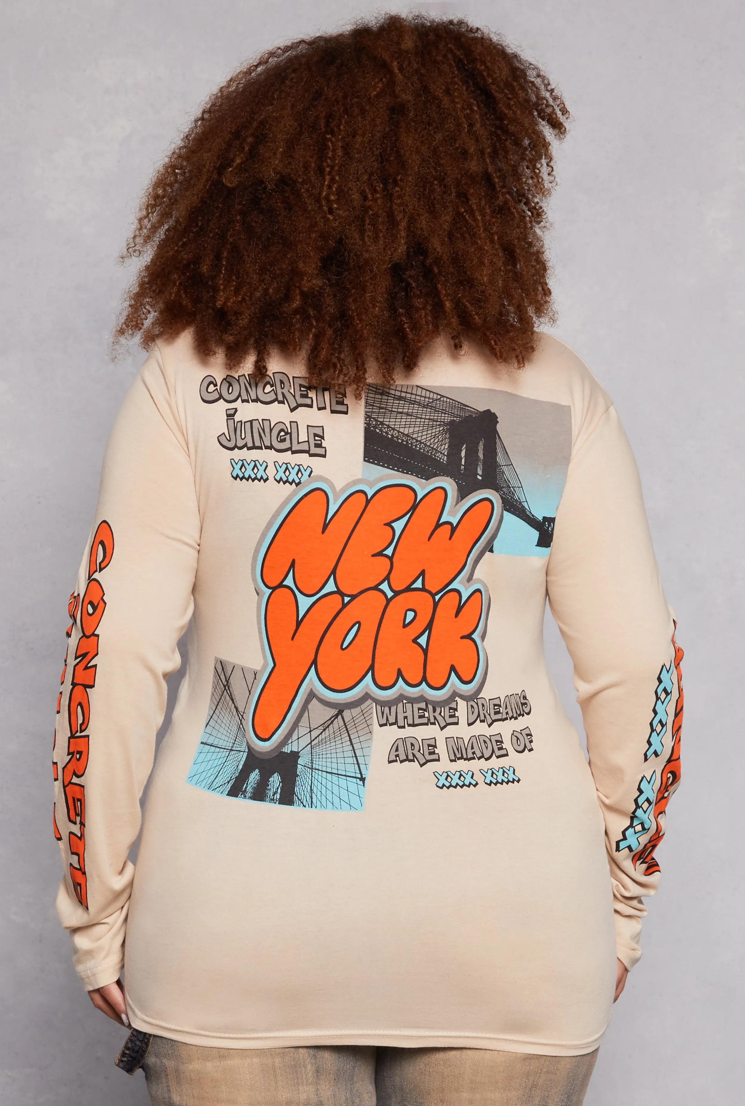 Plus Size New York Graphic Long Sleeve Top sold by Rainbow product image thumbnail 3