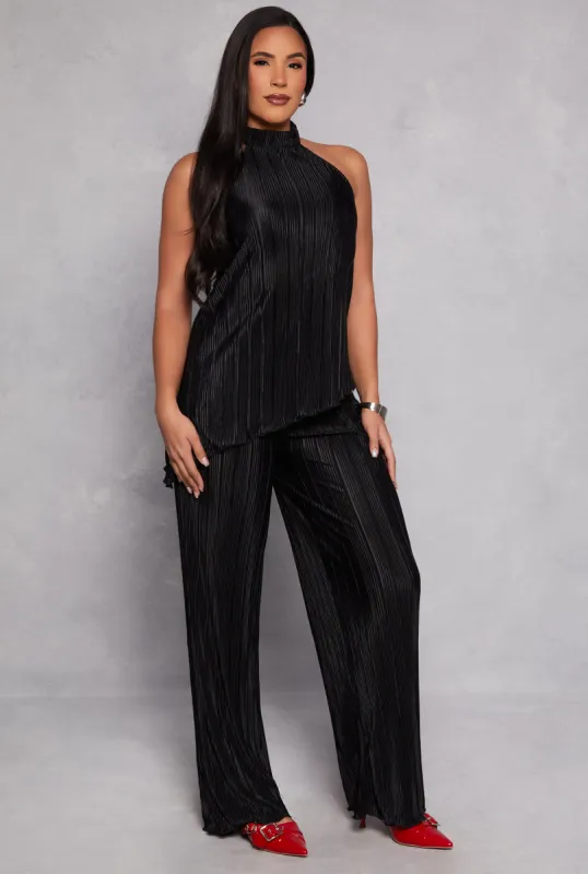 Almost Famous Plisse Wide Leg Pants sold by Rainbow