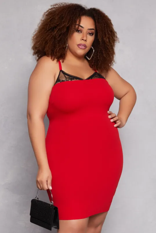 Plus Size Almost Famous Lace Detail Cami Dress sold by Rainbow
