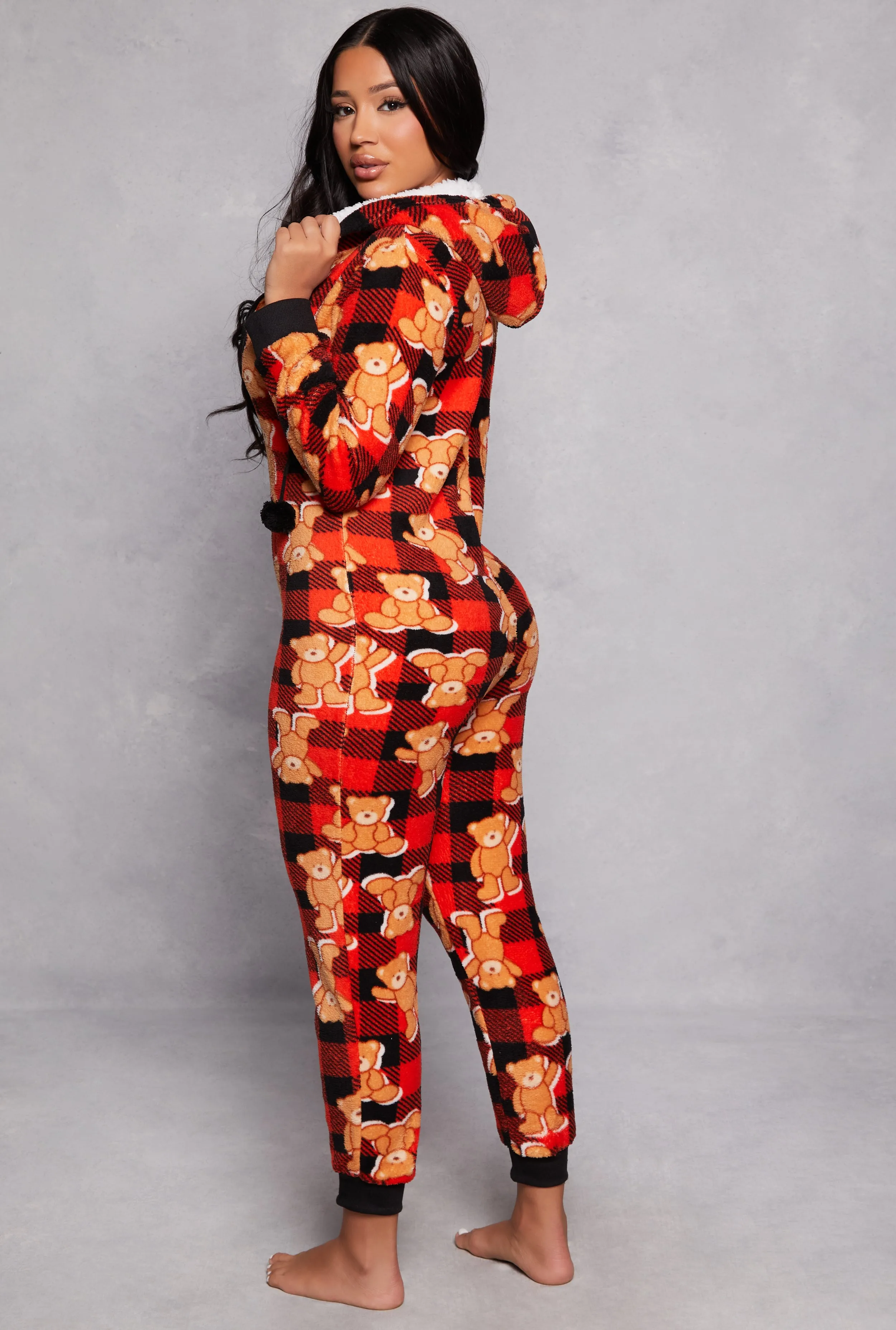 Teddy Bear Plaid Print Pajama Onesie sold by Rainbow product image thumbnail 2