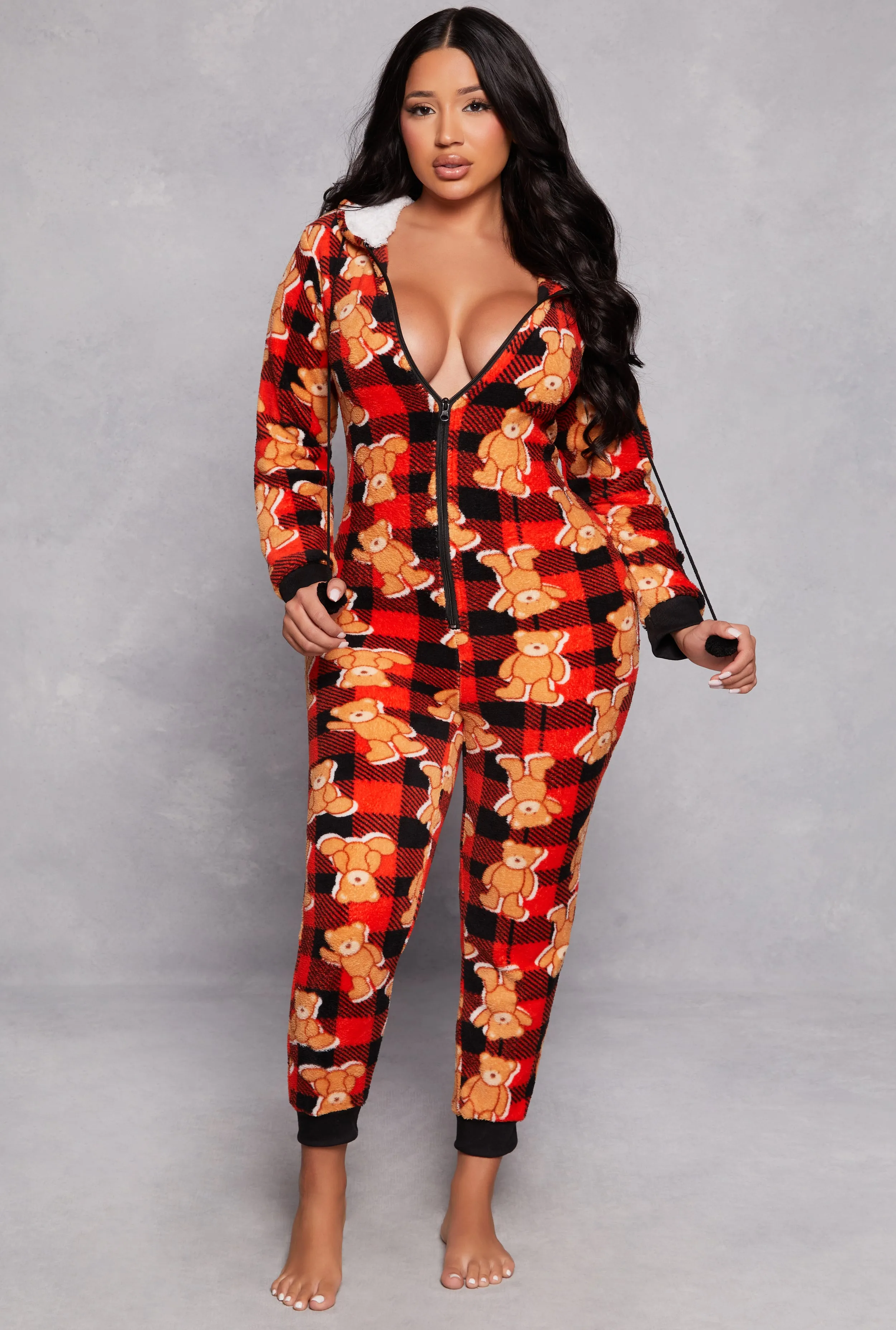 Teddy Bear Plaid Print Pajama Onesie sold by Rainbow