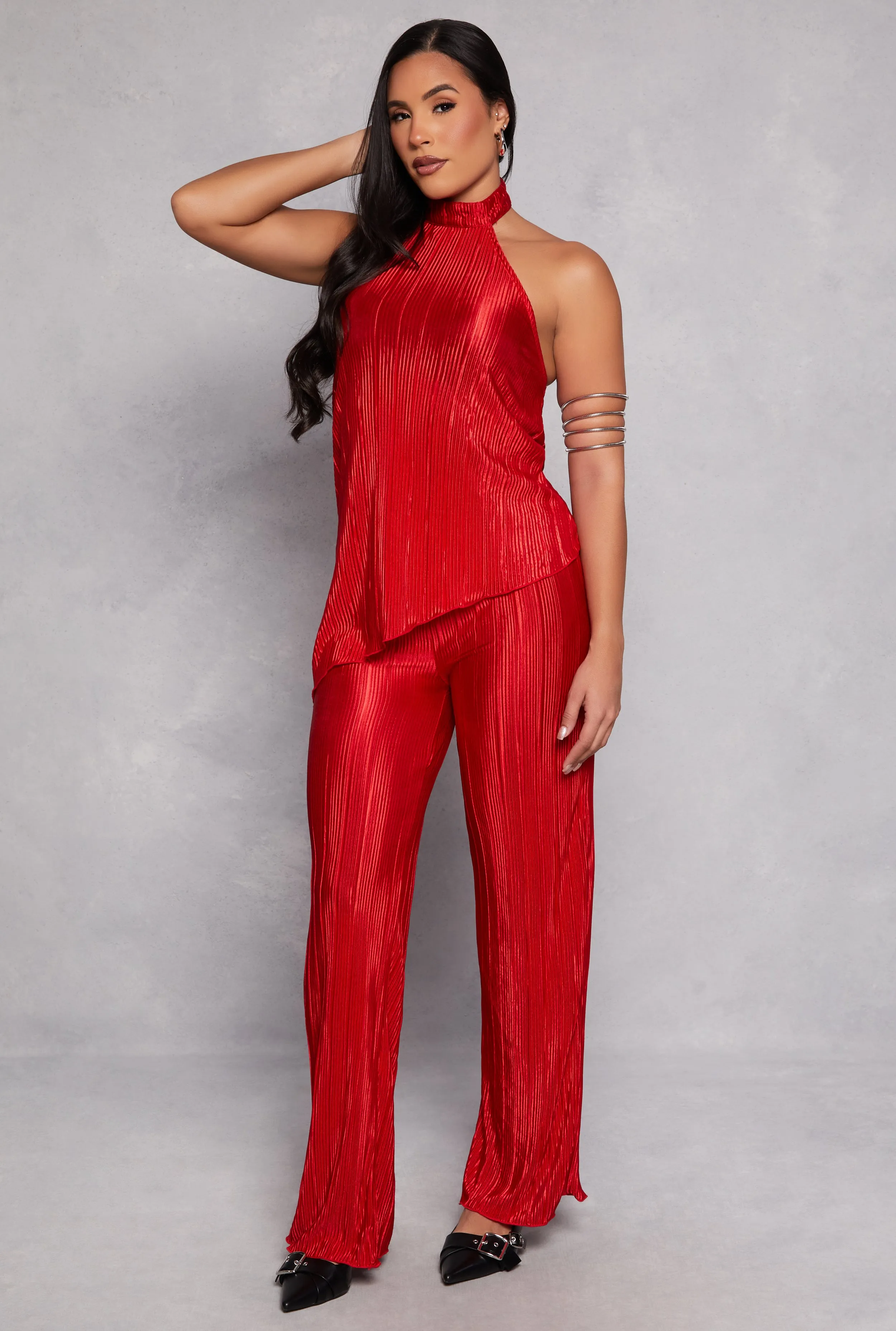 Almost Famous Plisse Wide Leg Pants sold by Rainbow