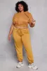 Plus Size Acid Wash High Waist Sweatpants sold by Rainbow