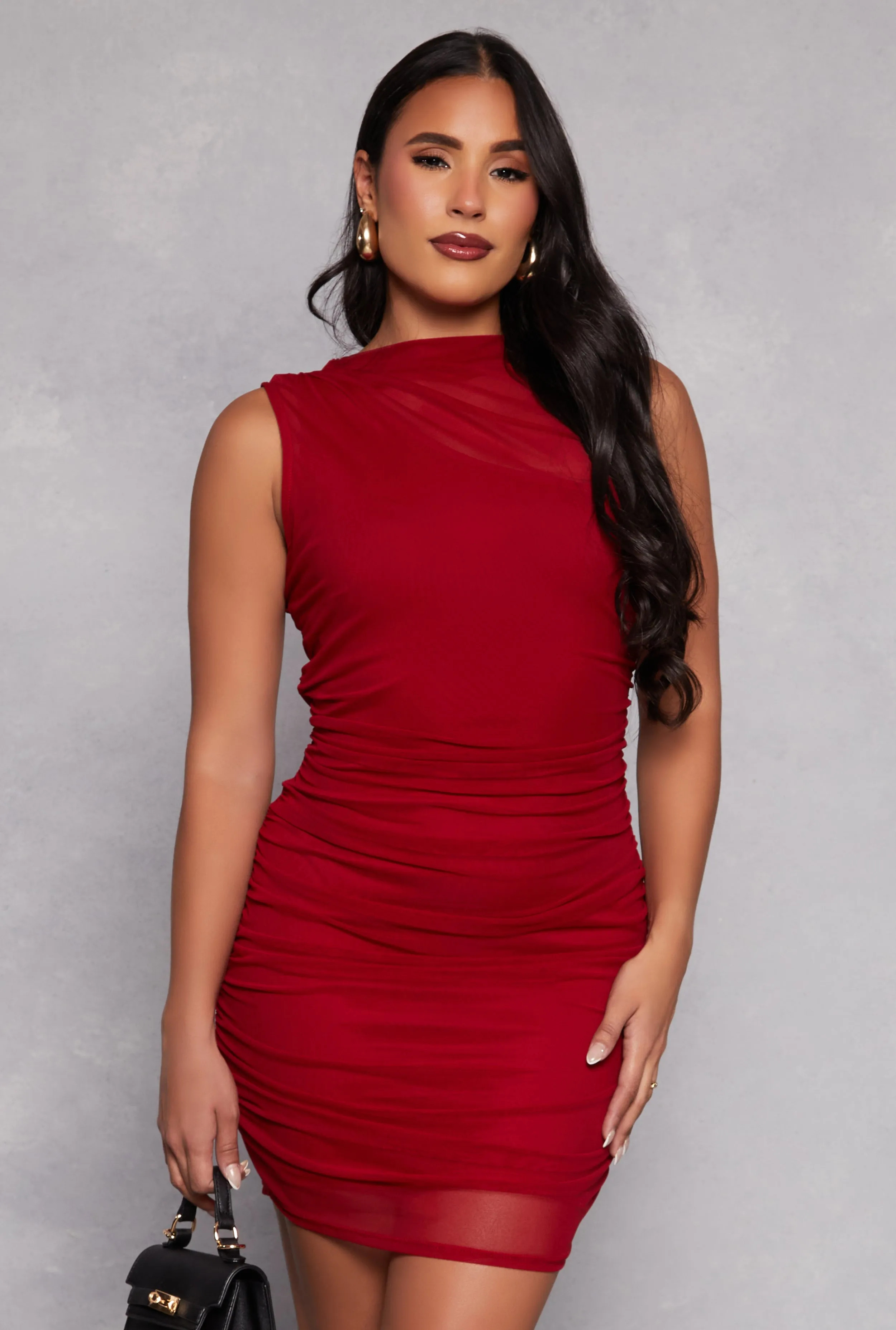 Haute Monde Mesh Ruched Dress sold by Rainbow