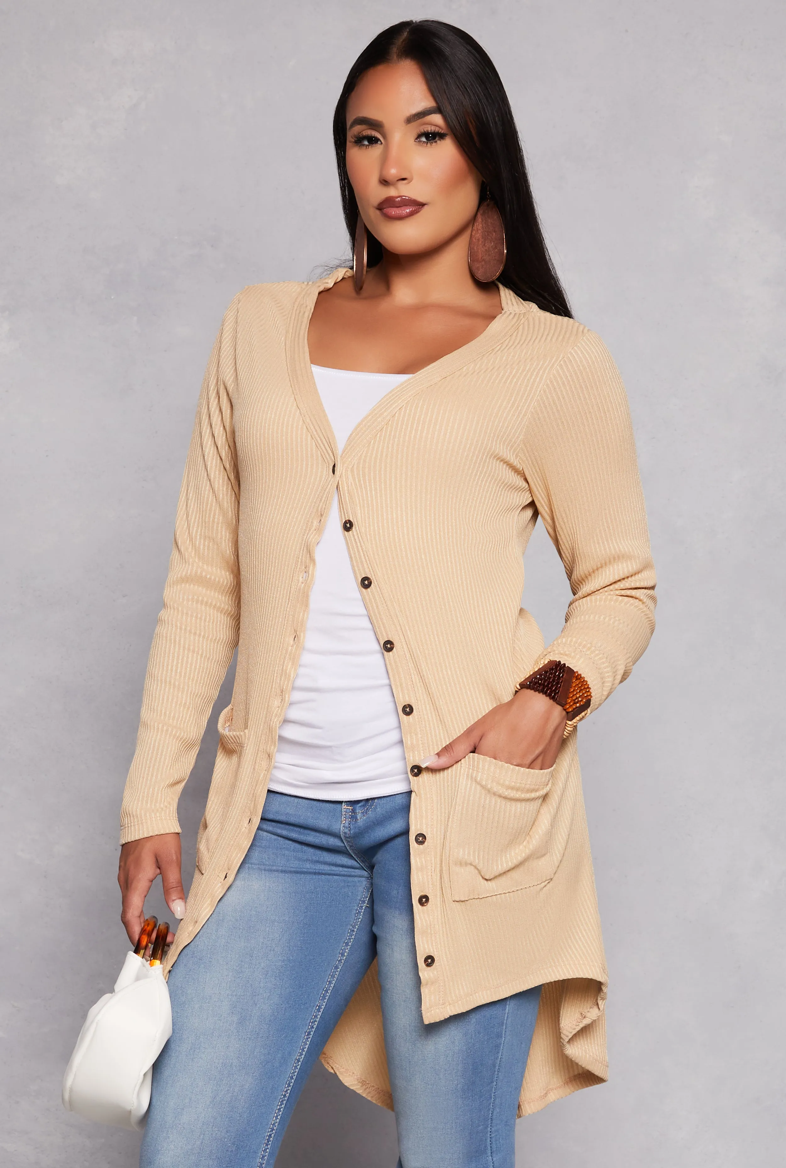 Ribbed Button Front High Low Top sold by Rainbow product image thumbnail 2