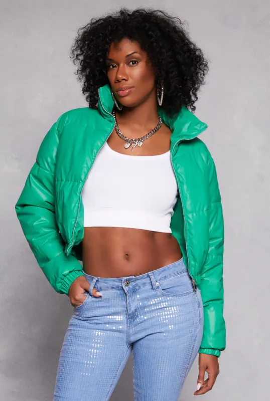 Daisy Faux Leather Puffer Jacket sold by Rainbow