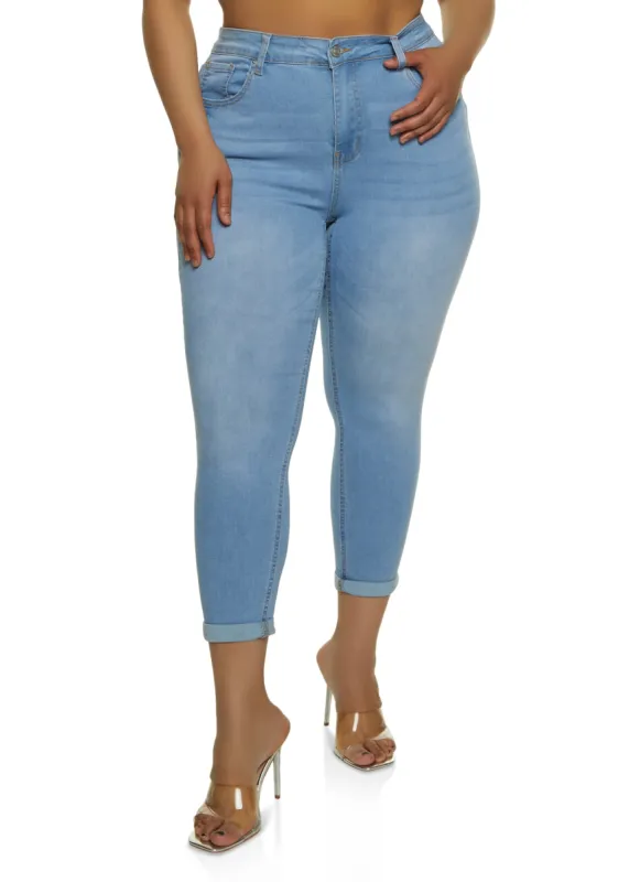Plus Size WAX Basic Rolled Cuff Jeans sold by Rainbow