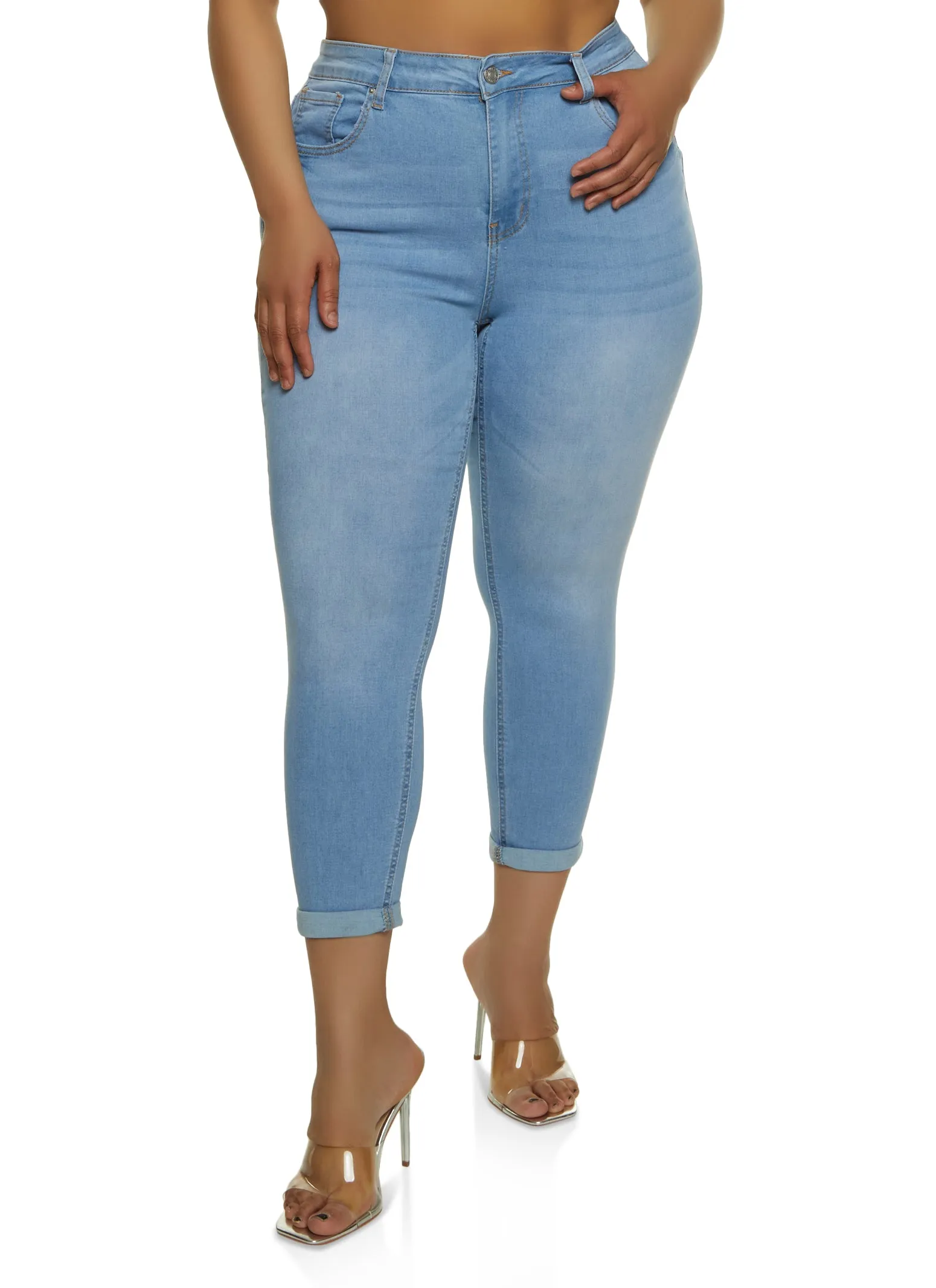 Plus Size WAX Basic Rolled Cuff Jeans sold by Rainbow