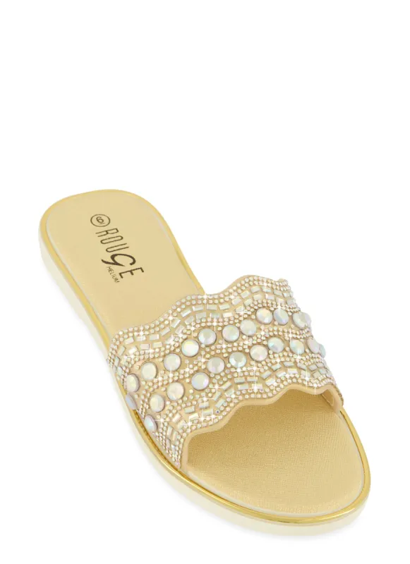 Rhinestone Band Slide Sandals sold by Rainbow