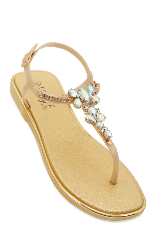 Ankle Strap Gemstone Thong Sandals sold by Rainbow