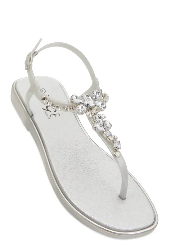 Ankle Strap Gemstone Thong Sandals sold by Rainbow
