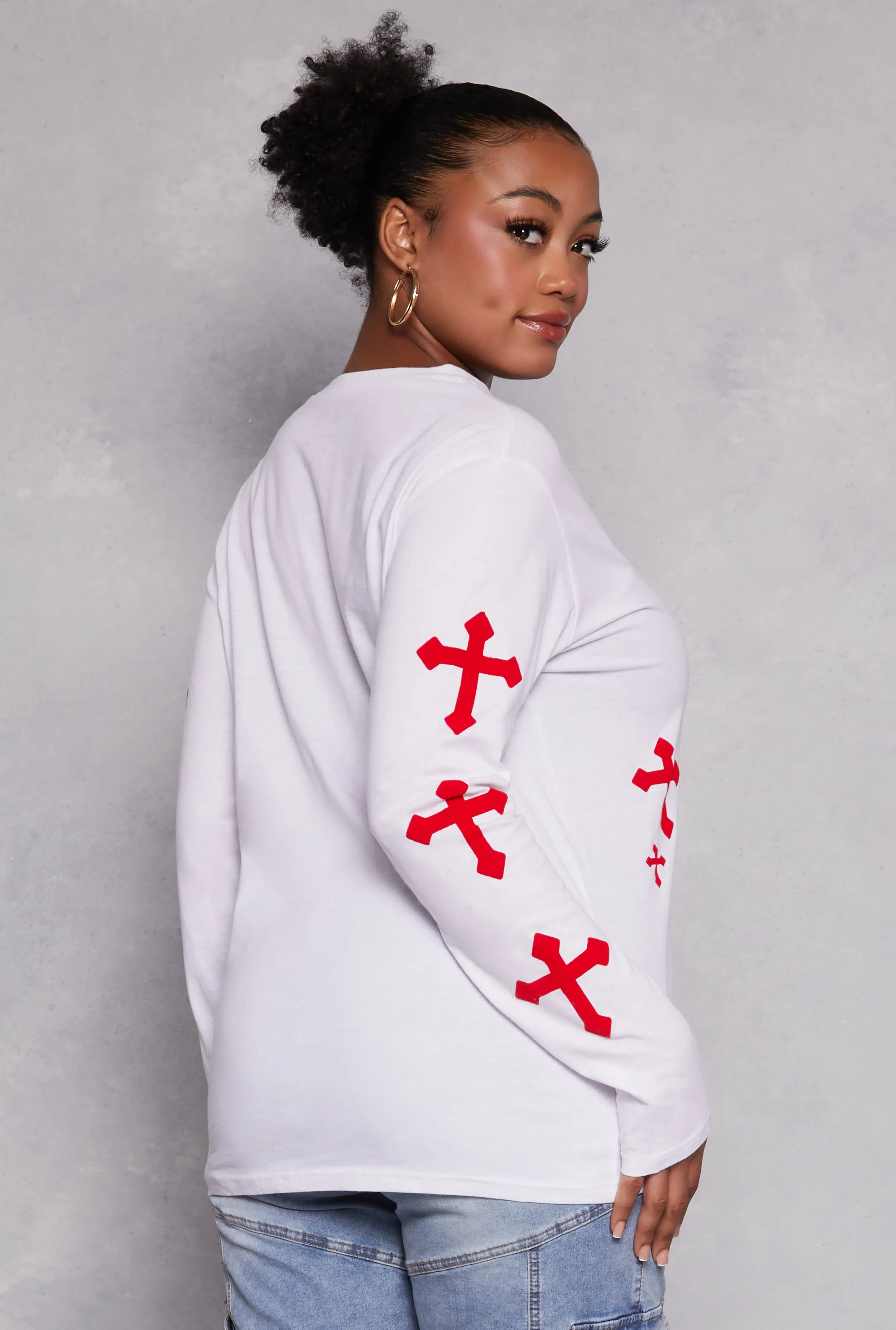 Plus Size Velvet Burnout Cross Graphic T Shirt sold by Rainbow product image thumbnail 3