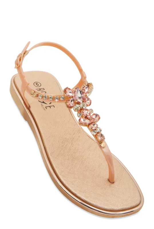 Ankle Strap Gemstone Thong Sandals sold by Rainbow