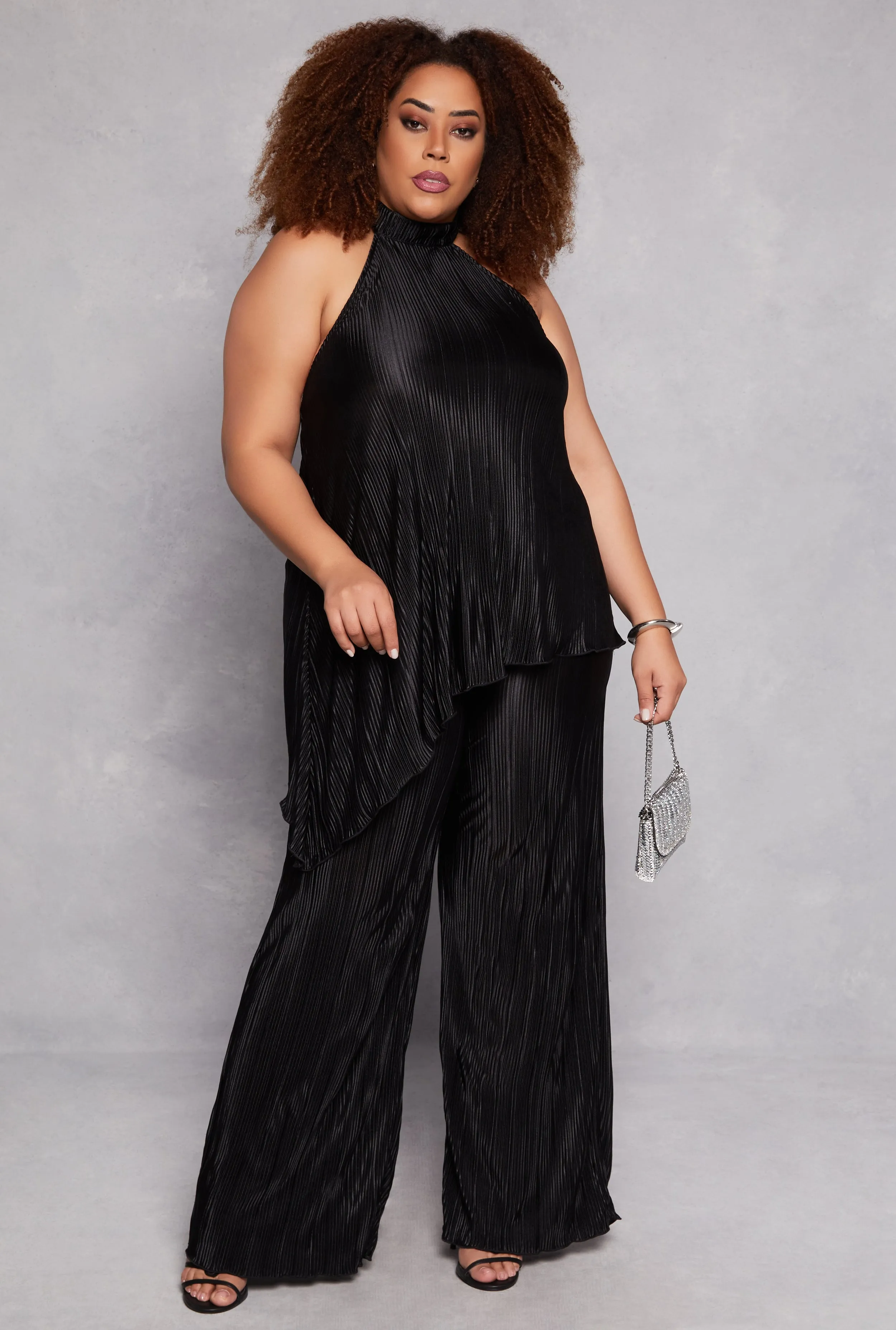 Plus Size Almost Famous Plisse Asymmetrical Hem Halter Top sold by Rainbow product image thumbnail 2