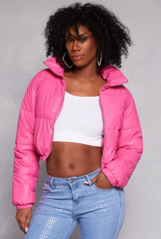 Daisy Faux Leather Puffer Jacket sold by Rainbow