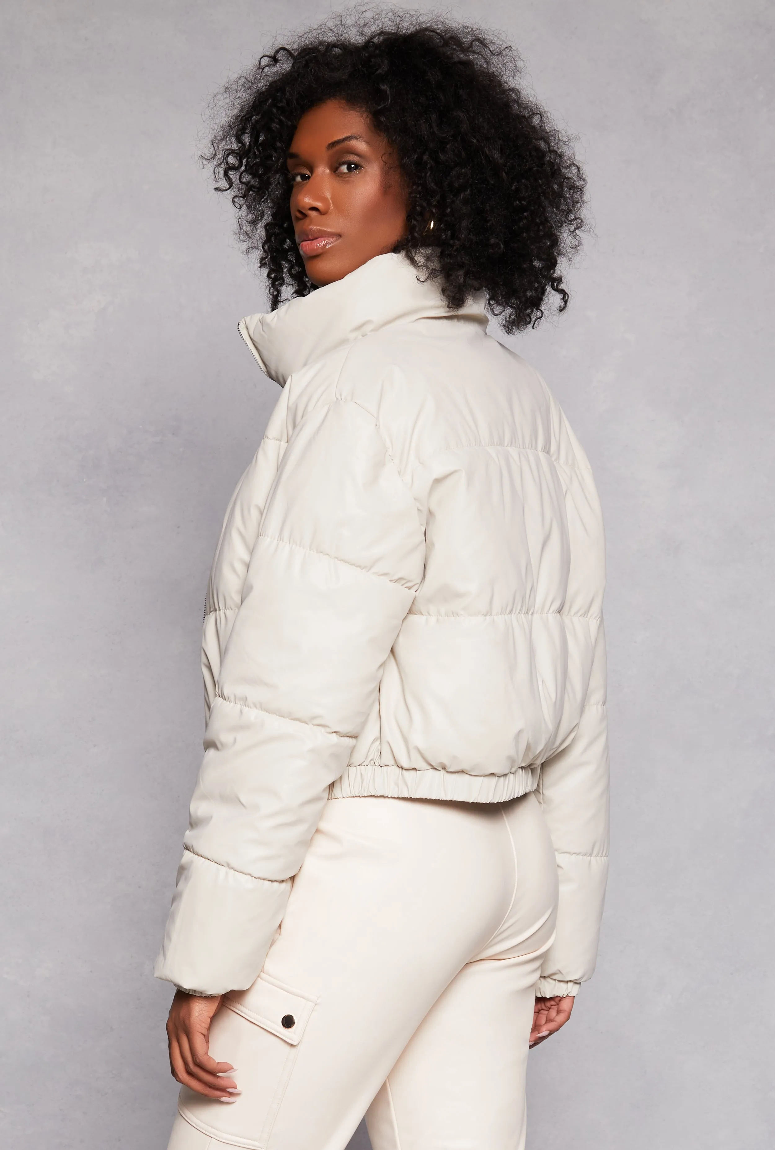Daisy Faux Leather Puffer Jacket sold by Rainbow product image thumbnail 3