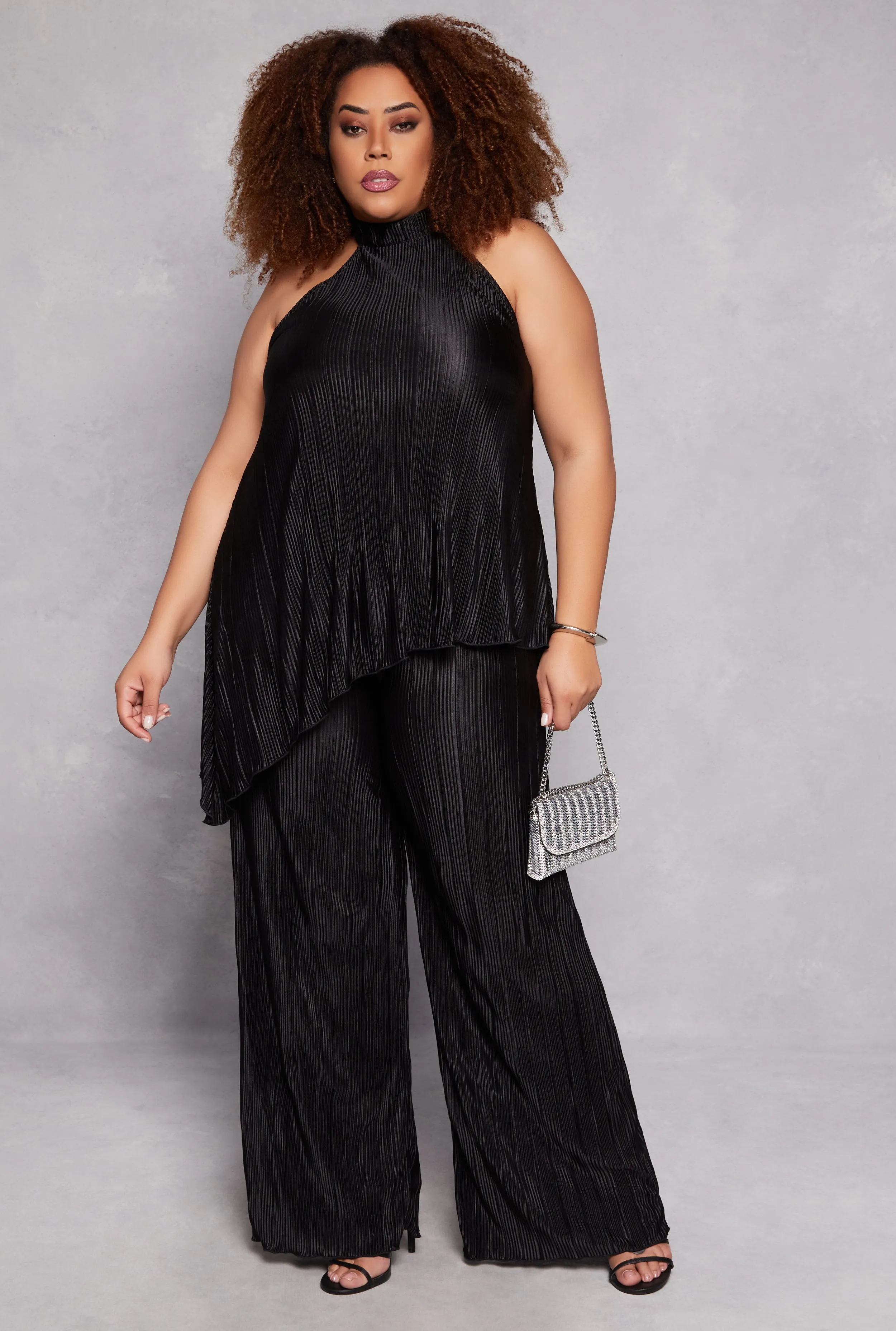 Plus Size Almost Famous Plisse Palazzo Pants sold by Rainbow