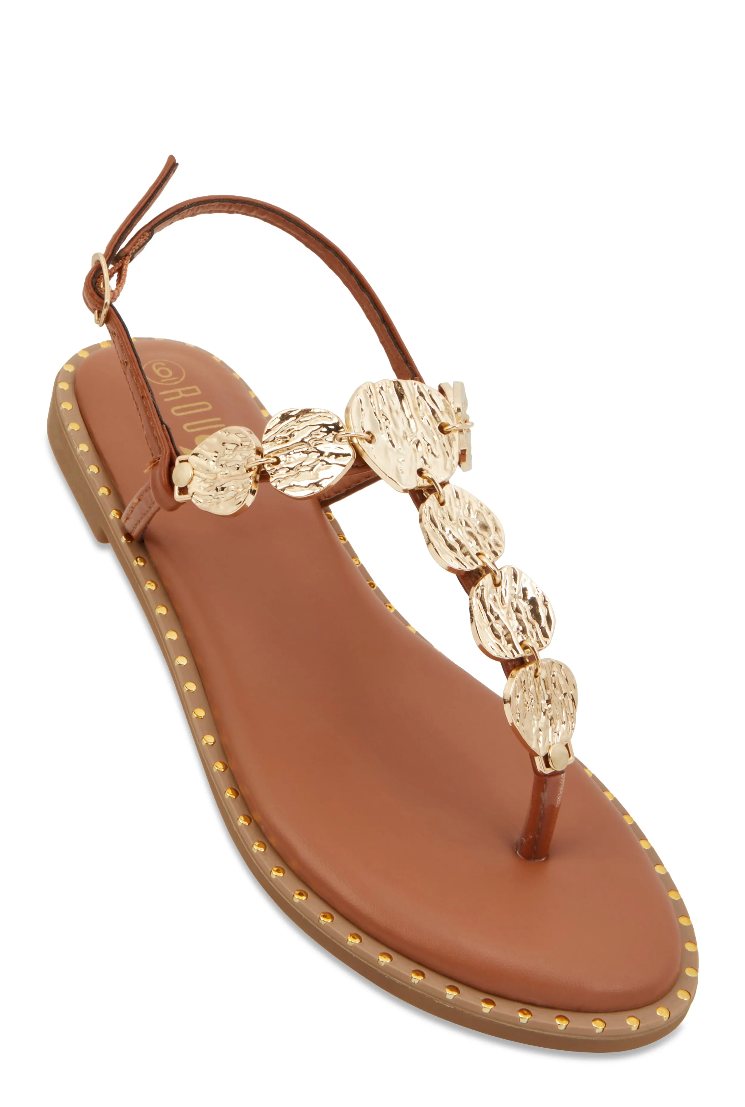 Ankle Strap Metallic Pendant Thong Sandals sold by Rainbow