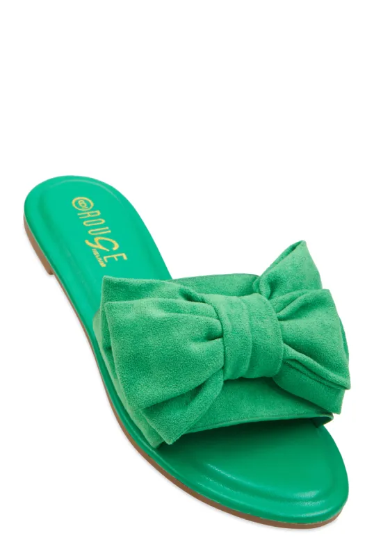 Solid Bow Band Slide Sandals sold by Rainbow