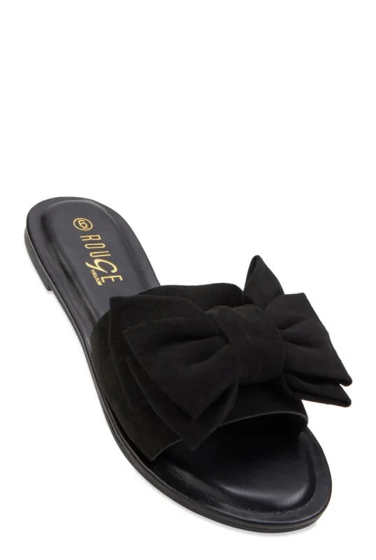 Solid Bow Band Slide Sandals sold by Rainbow