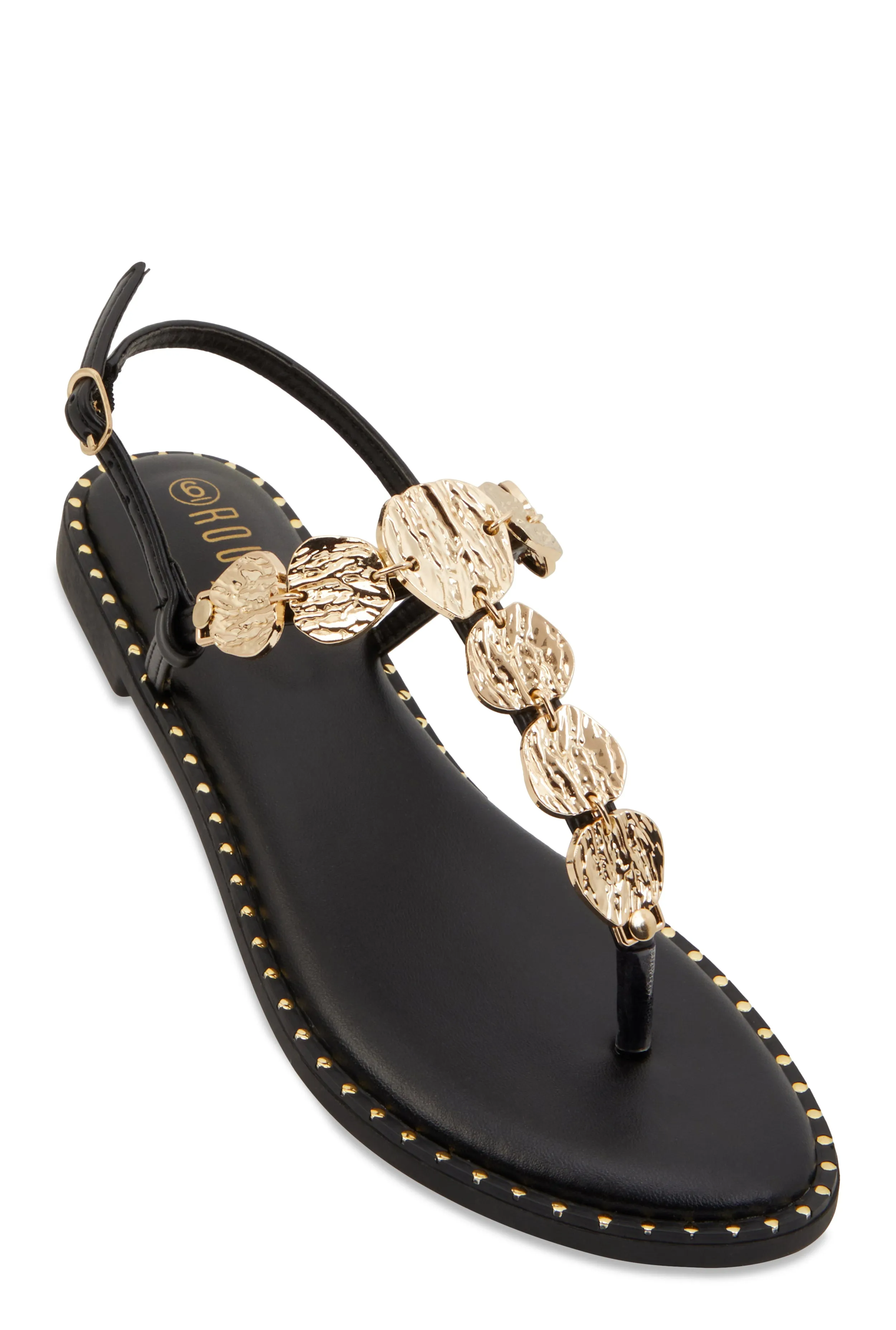 Ankle Strap Metallic Pendant Thong Sandals sold by Rainbow