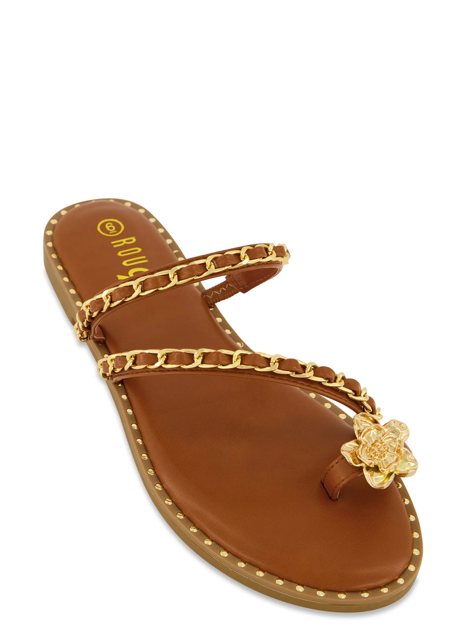 Threaded Chain Strap Toe Loop Sandals sold by Rainbow