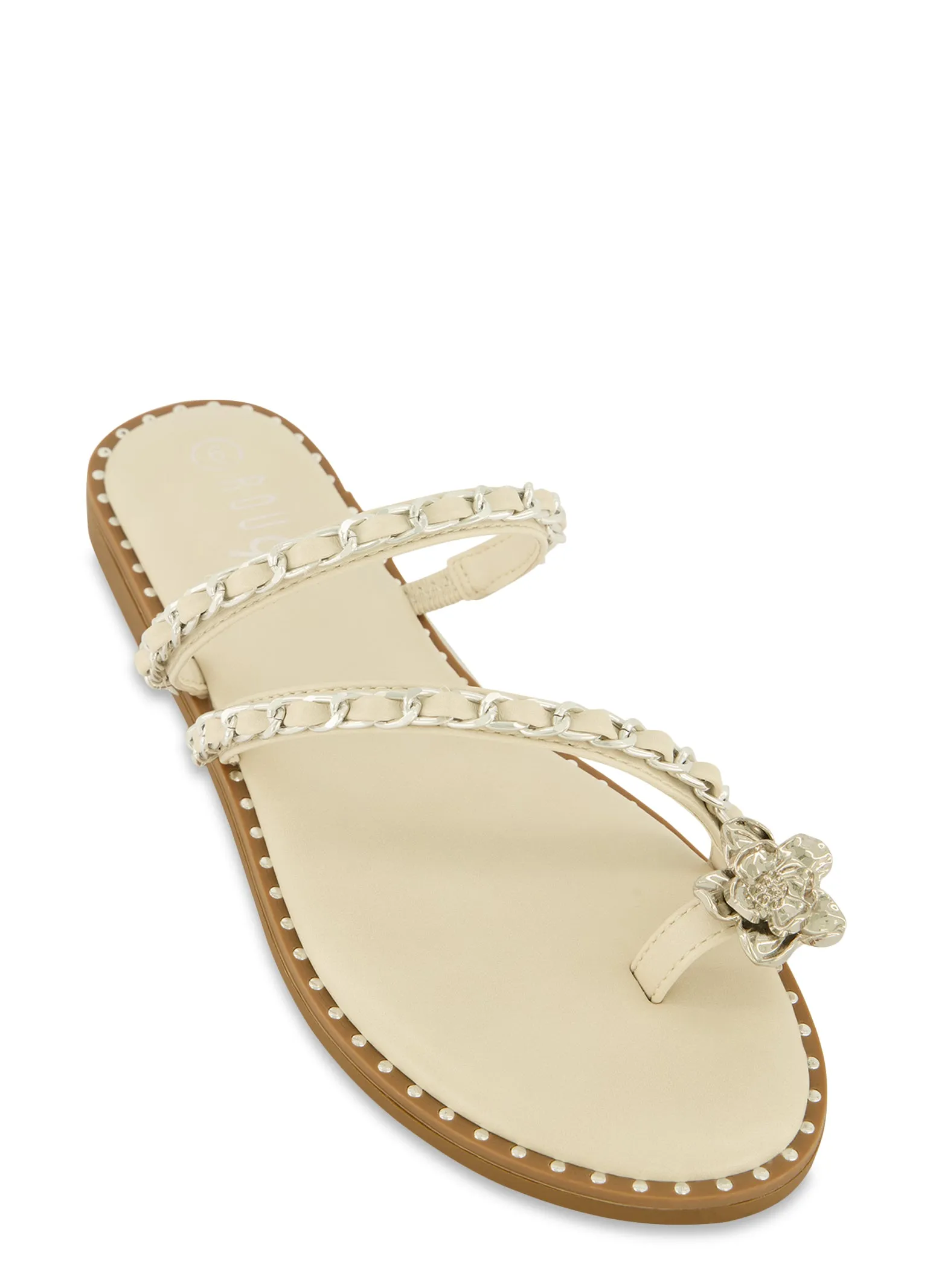 Threaded Chain Strap Toe Loop Sandals sold by Rainbow