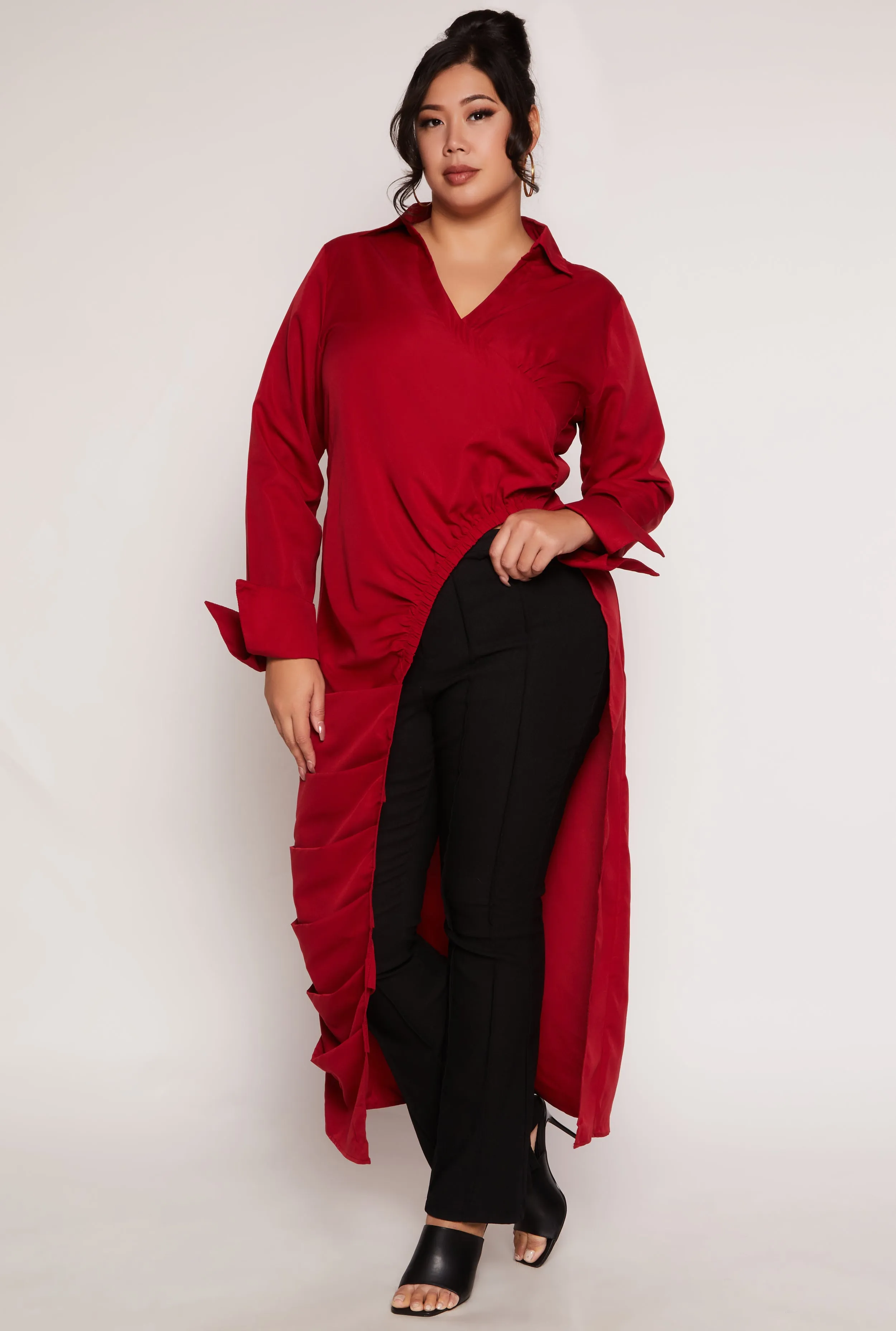 Plus Size Collared Asymmetrical Maxi Top sold by Rainbow product image thumbnail 2