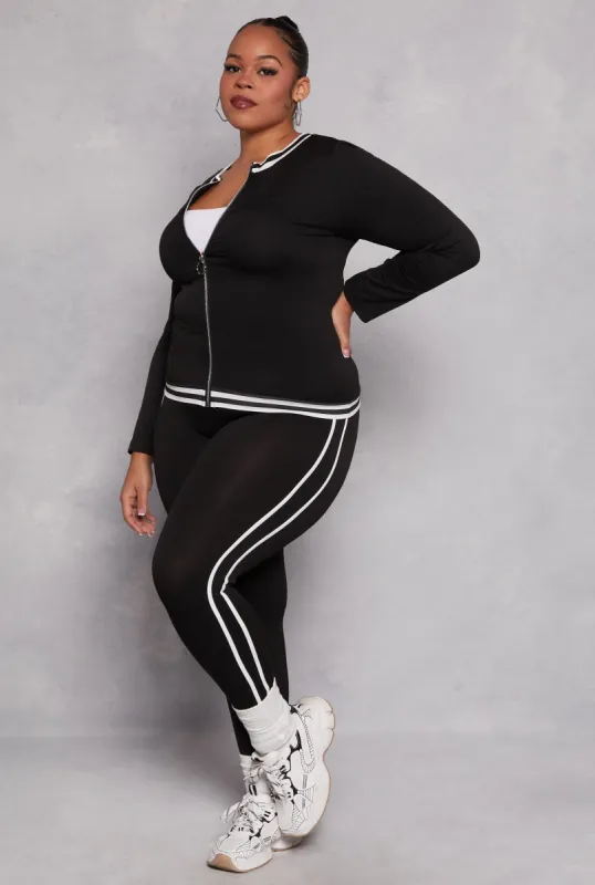 Plus Size Seamless Varsity Stripe Leggings sold by Rainbow
