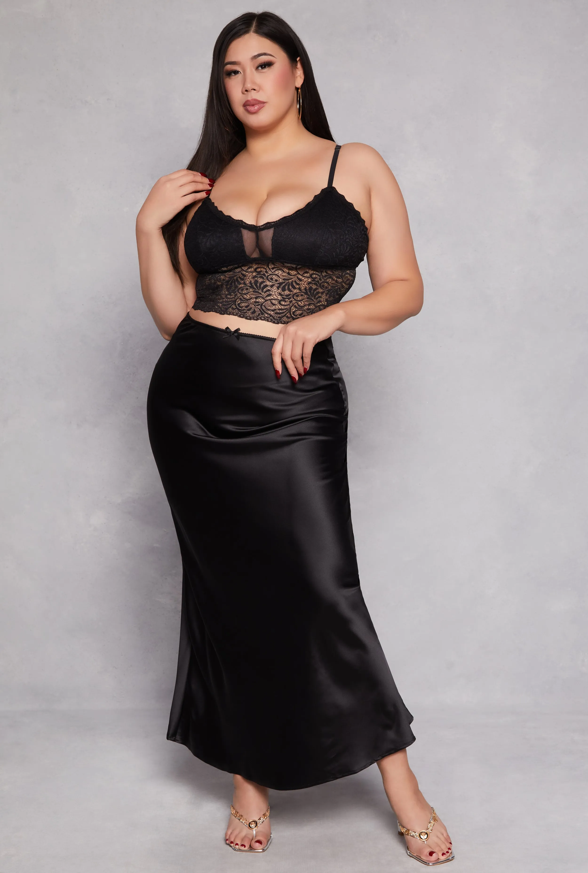 Plus Size Almost Famous Satin Slip Skirt sold by Rainbow