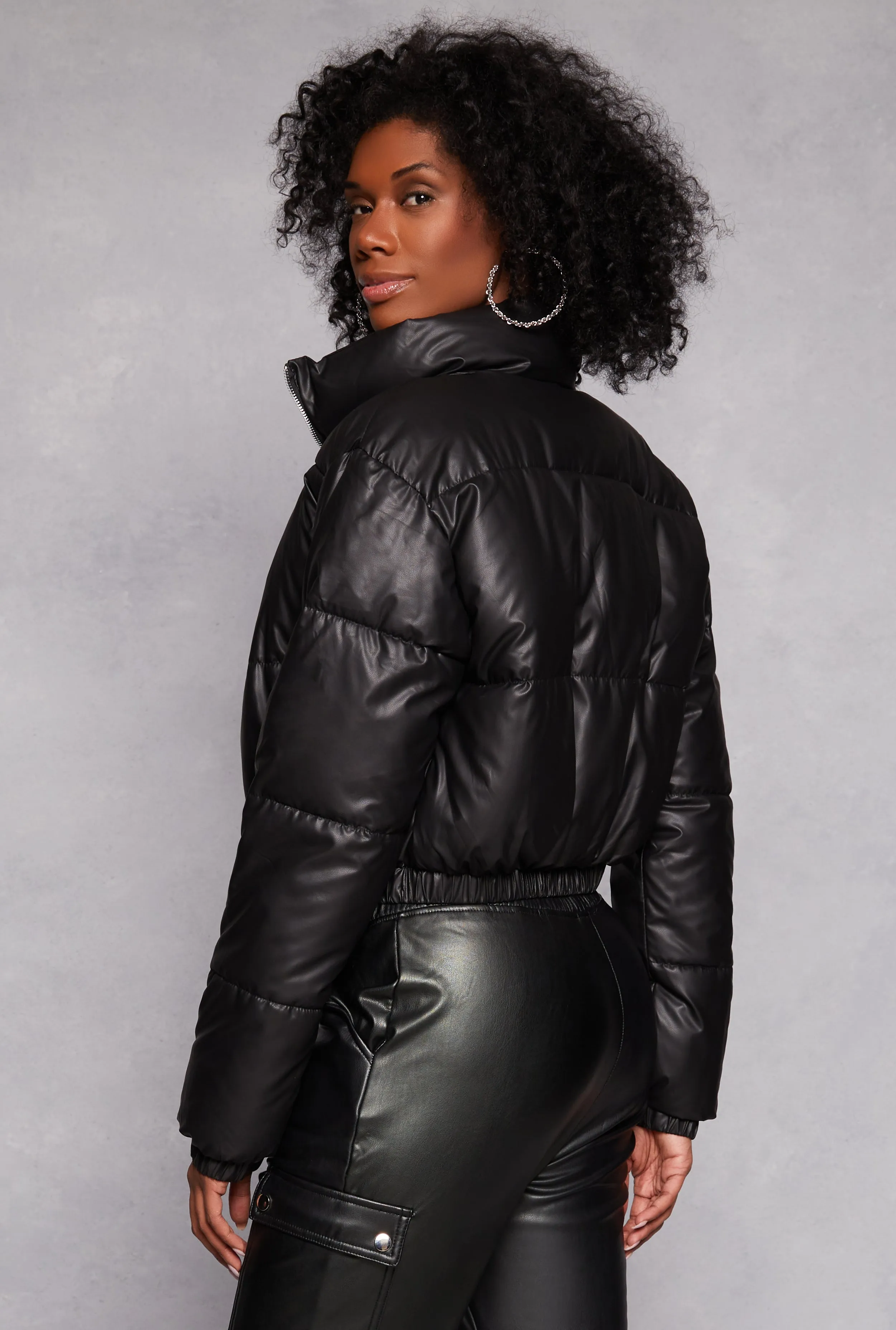 Daisy Faux Leather Puffer Jacket sold by Rainbow product image thumbnail 3