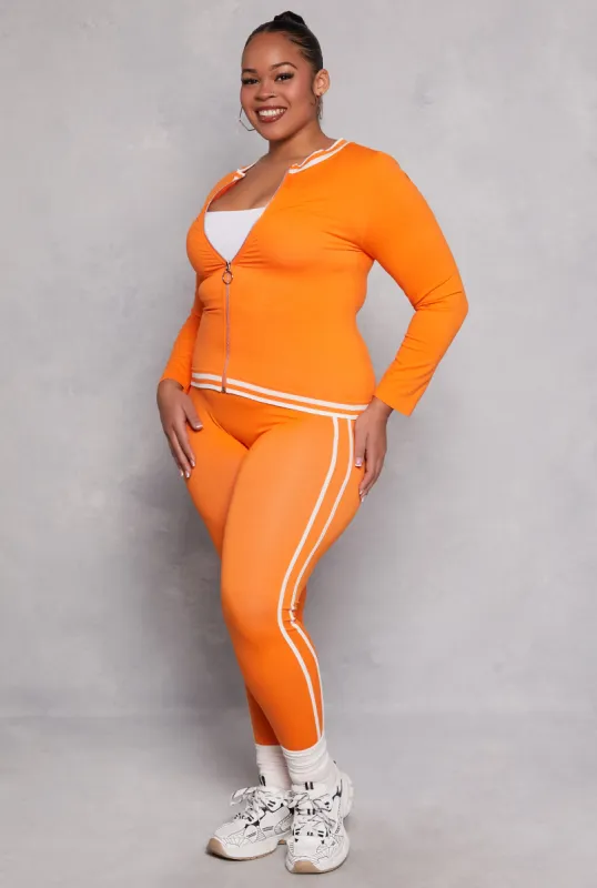 Plus Size Seamless Varsity Stripe Leggings sold by Rainbow