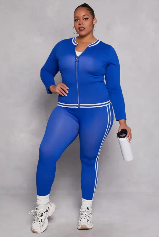 Plus Size Seamless Varsity Stripe Leggings sold by Rainbow