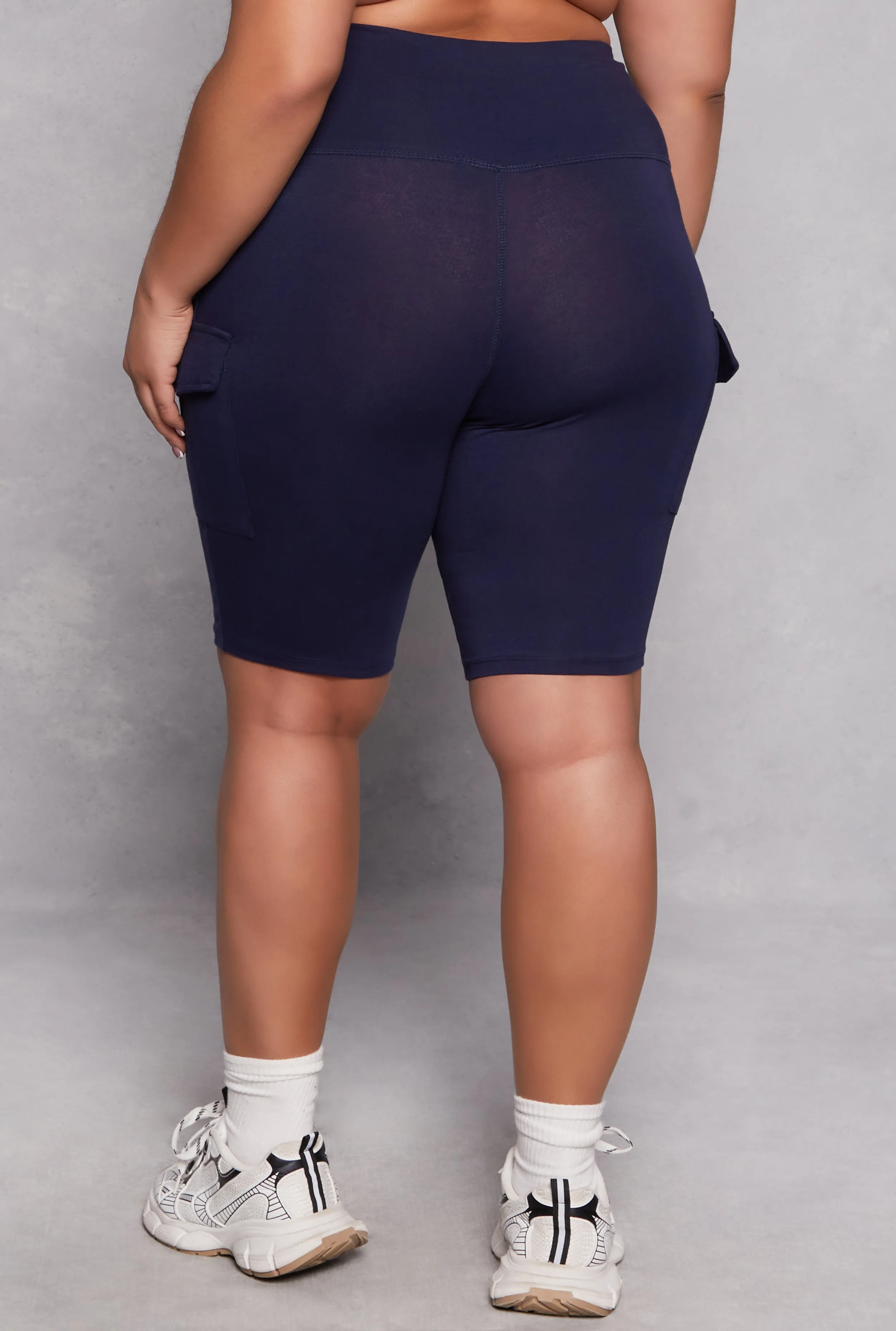 Plus Size Cargo Pocket High Waist Biker Shorts sold by Rainbow product image thumbnail 3