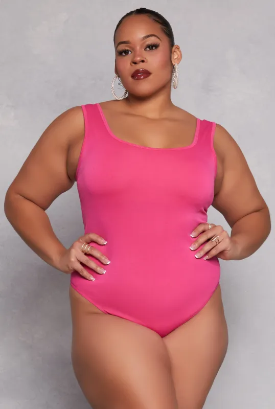 Plus Size Square Neck Tank Bodysuit sold by Rainbow