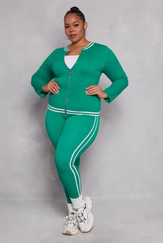Plus Size Seamless Varsity Stripe Leggings sold by Rainbow
