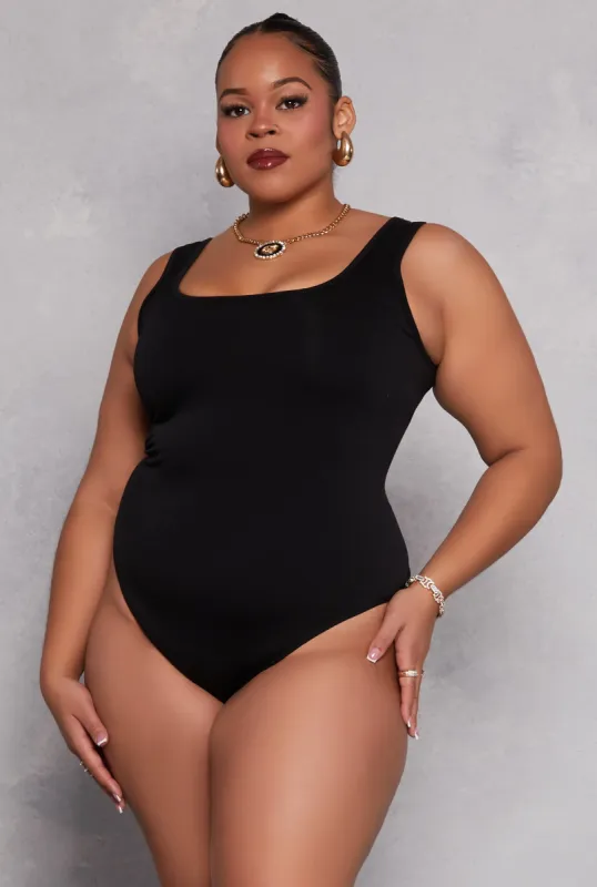 Plus Size Square Neck Tank Bodysuit sold by Rainbow