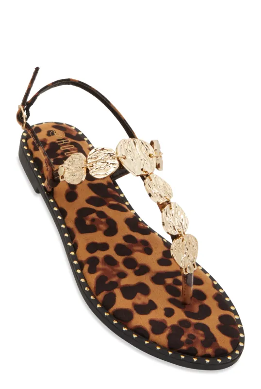 Ankle Strap Metallic Pendant Thong Sandals sold by Rainbow