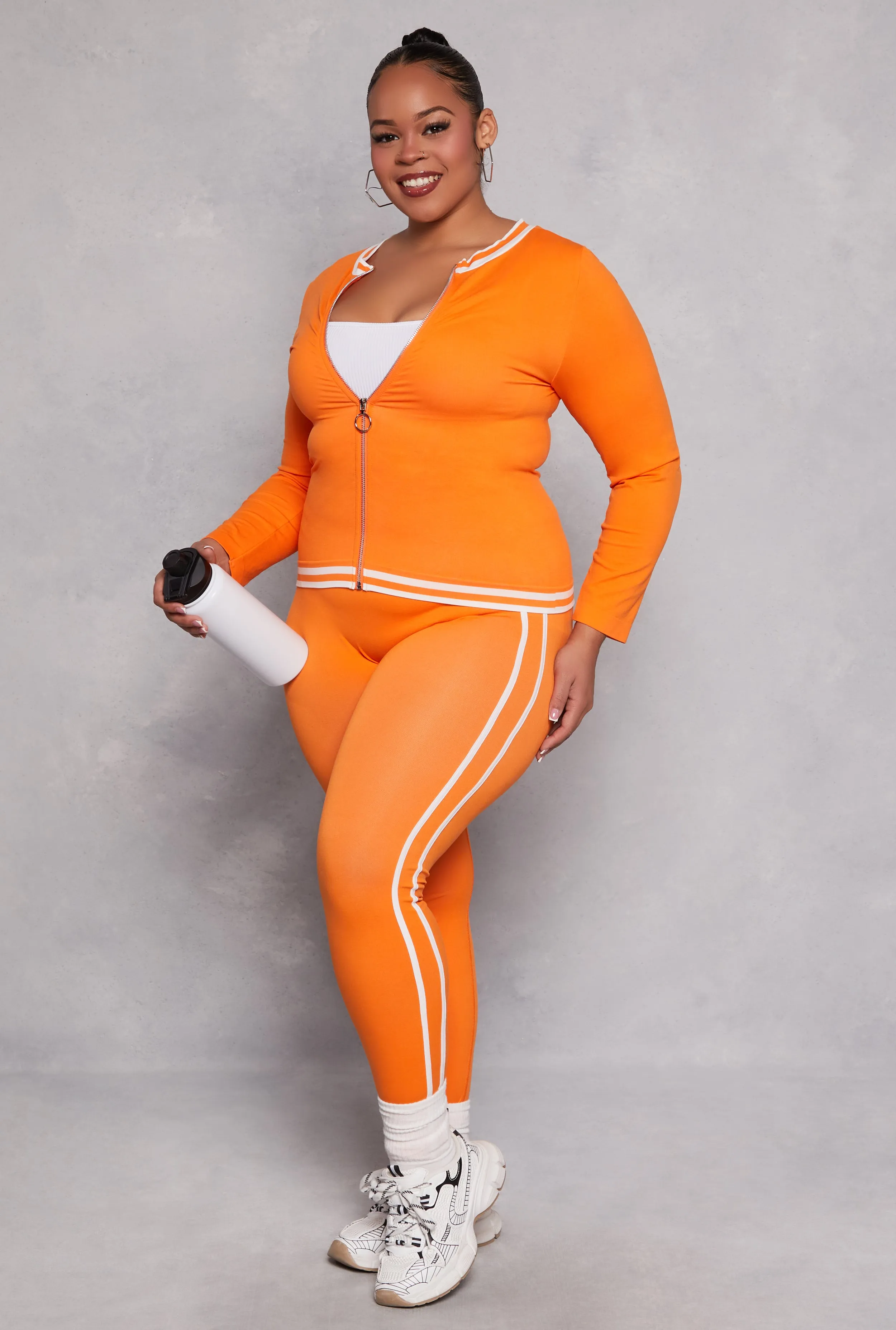 Plus Size Seamless Varsity Stripe Track Jacket sold by Rainbow product image thumbnail 2