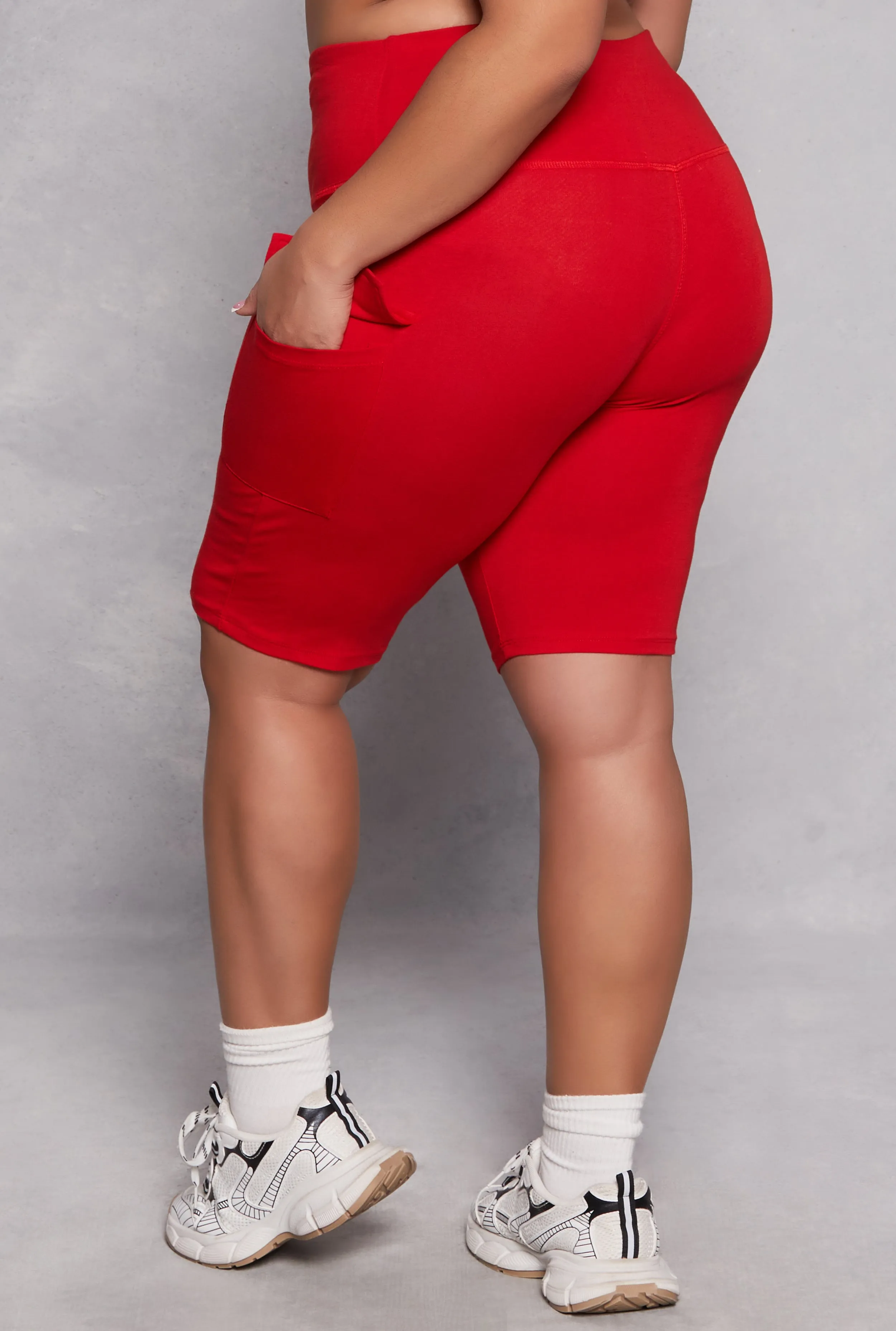 Plus Size Cargo Pocket High Waist Biker Shorts sold by Rainbow product image thumbnail 3