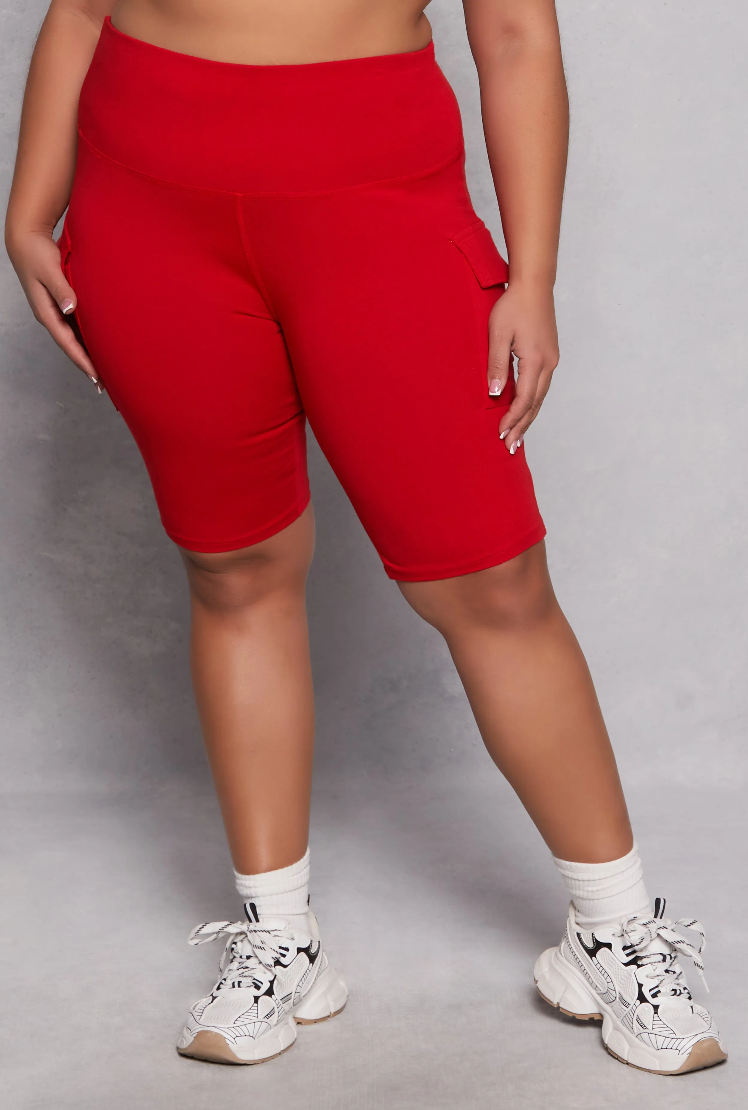 Plus Size Cargo Pocket High Waist Biker Shorts sold by Rainbow product image thumbnail 2