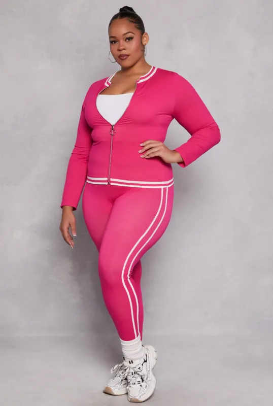 Plus Size Seamless Varsity Stripe Leggings sold by Rainbow