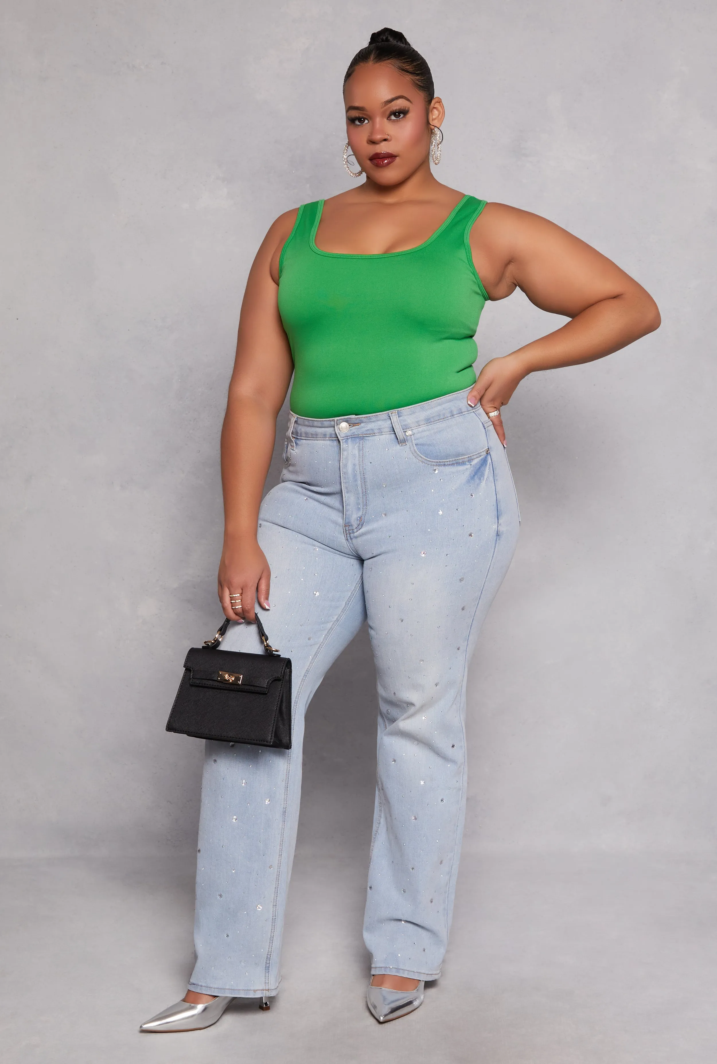 Plus Size Square Neck Tank Bodysuit sold by Rainbow product image thumbnail 2
