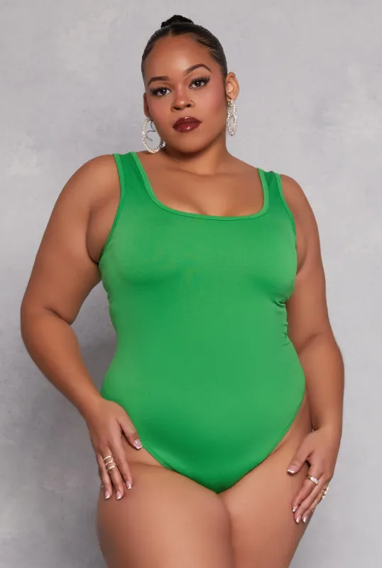 Plus Size Square Neck Tank Bodysuit sold by Rainbow