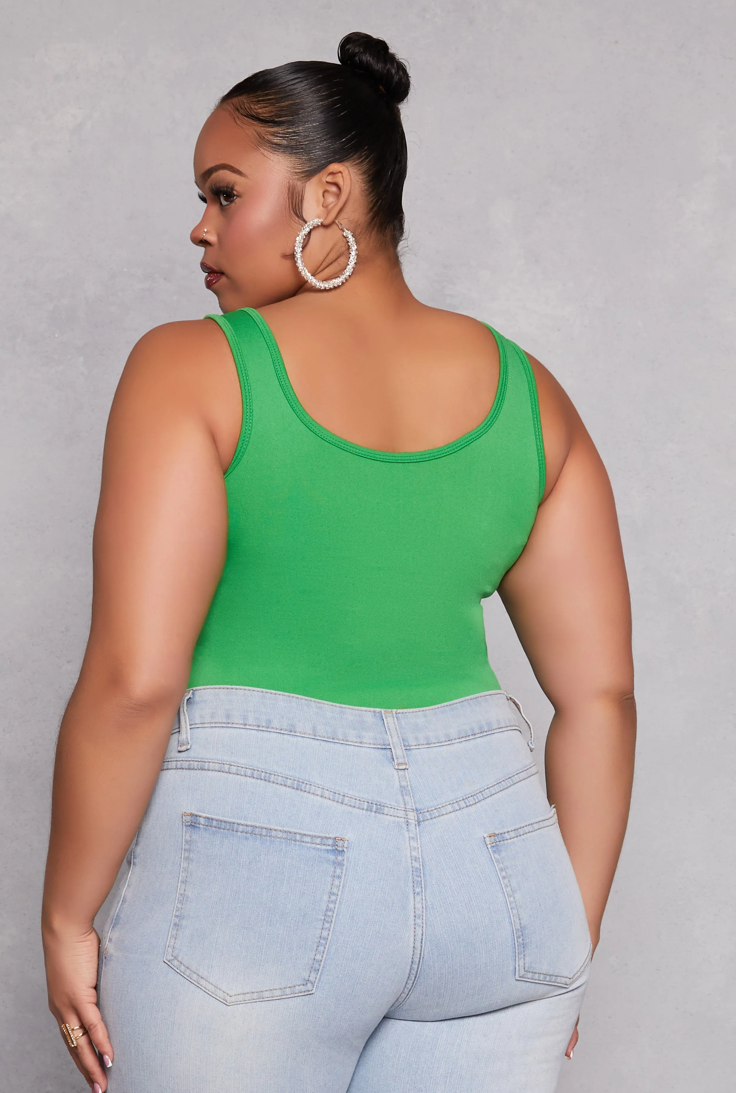Plus Size Square Neck Tank Bodysuit sold by Rainbow product image thumbnail 3