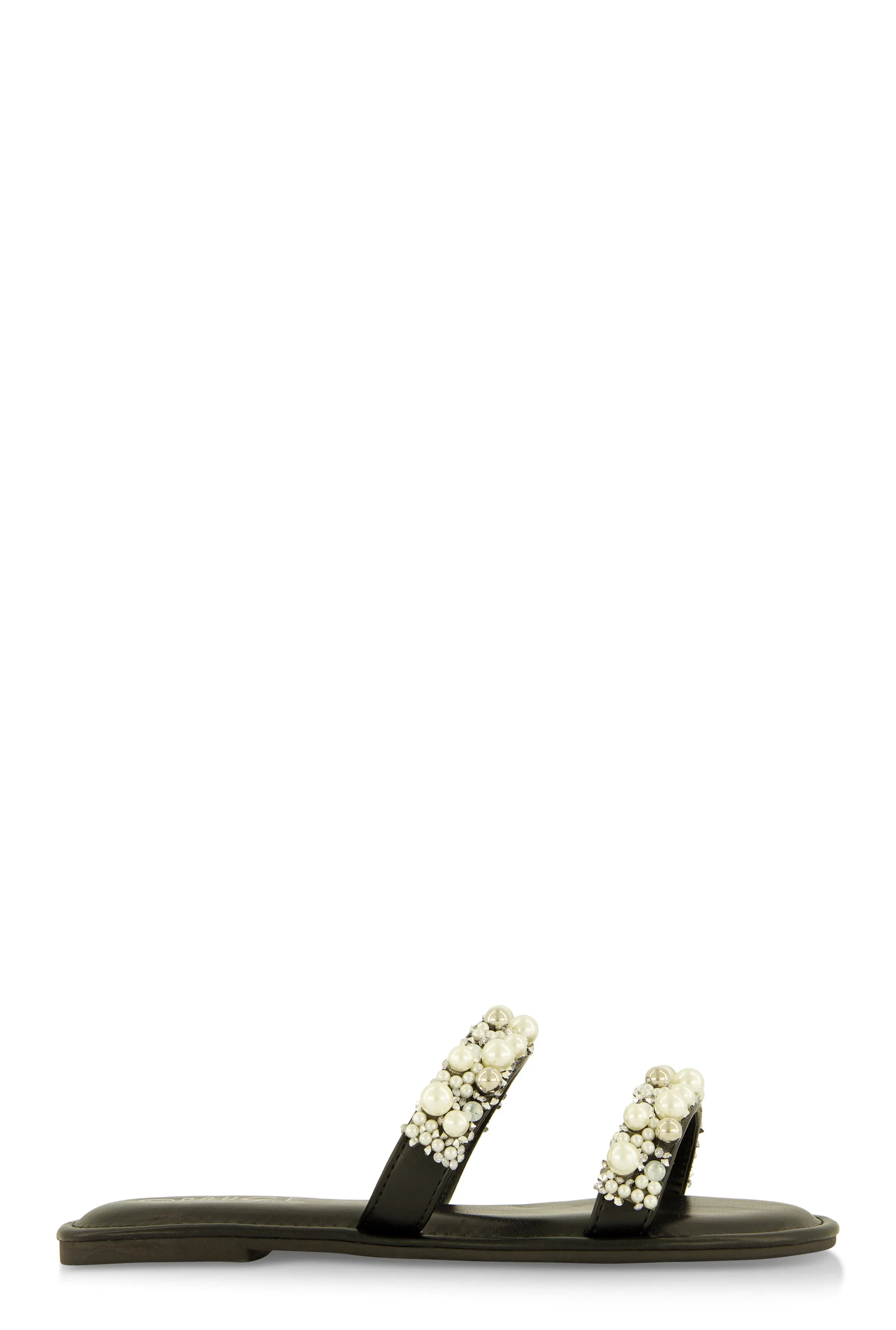 Faux Pearl Rhinestone Double Band Slide Sandals sold by Rainbow product image thumbnail 2
