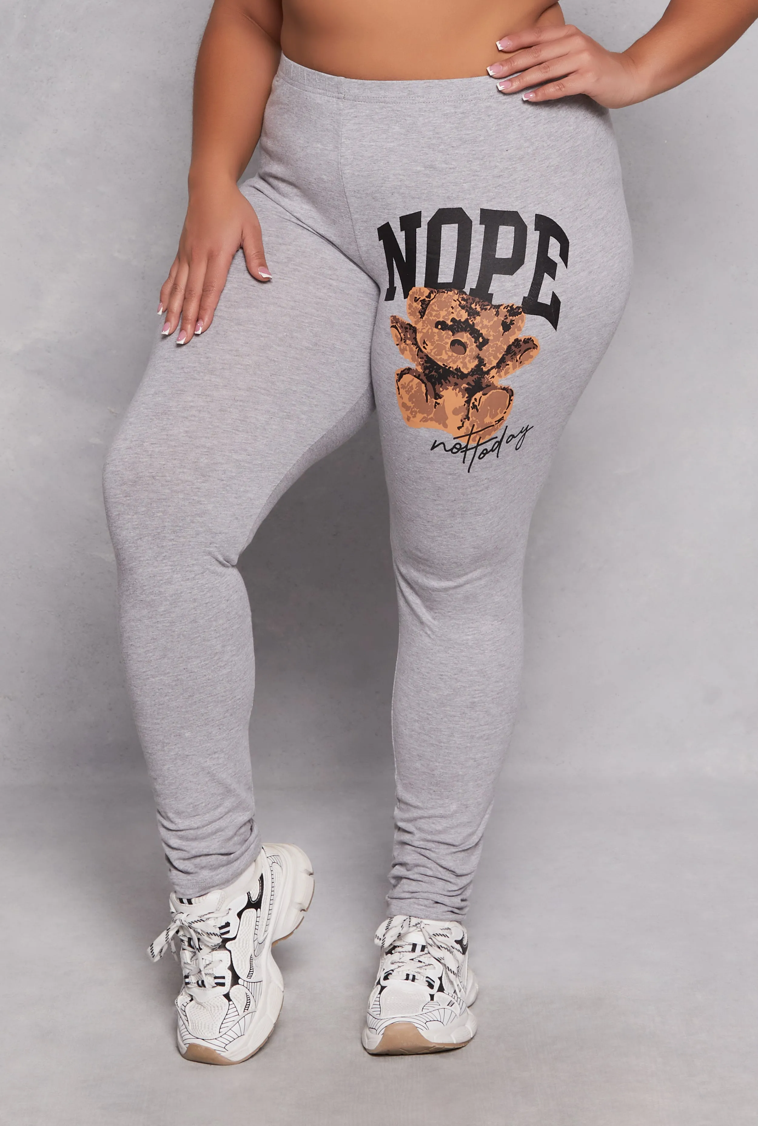 Plus Size Nope Not Today Bear Graphic Leggings sold by Rainbow product image thumbnail 2
