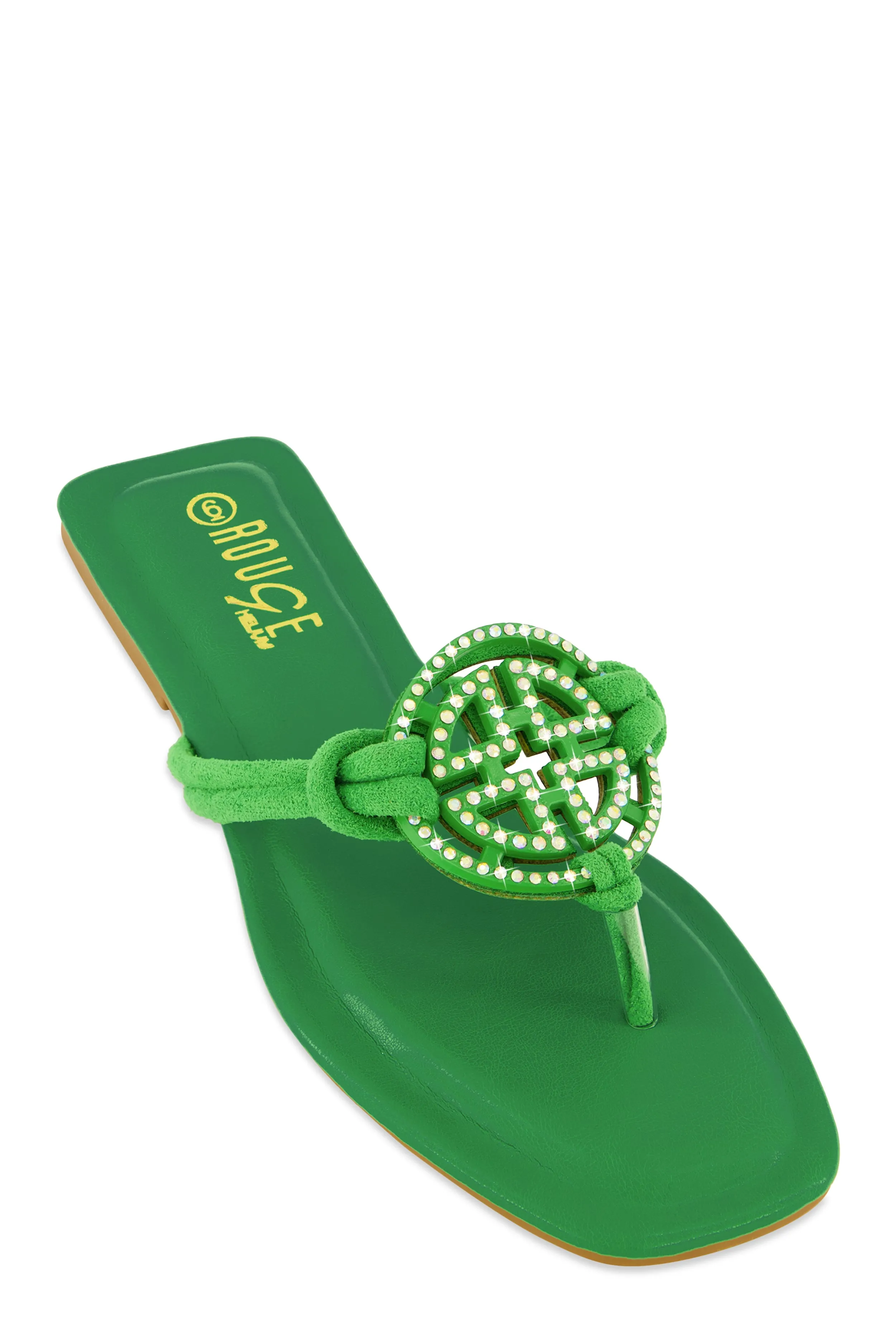 Rhinestone Geo Pendant Thong Slide Sandals sold by Rainbow