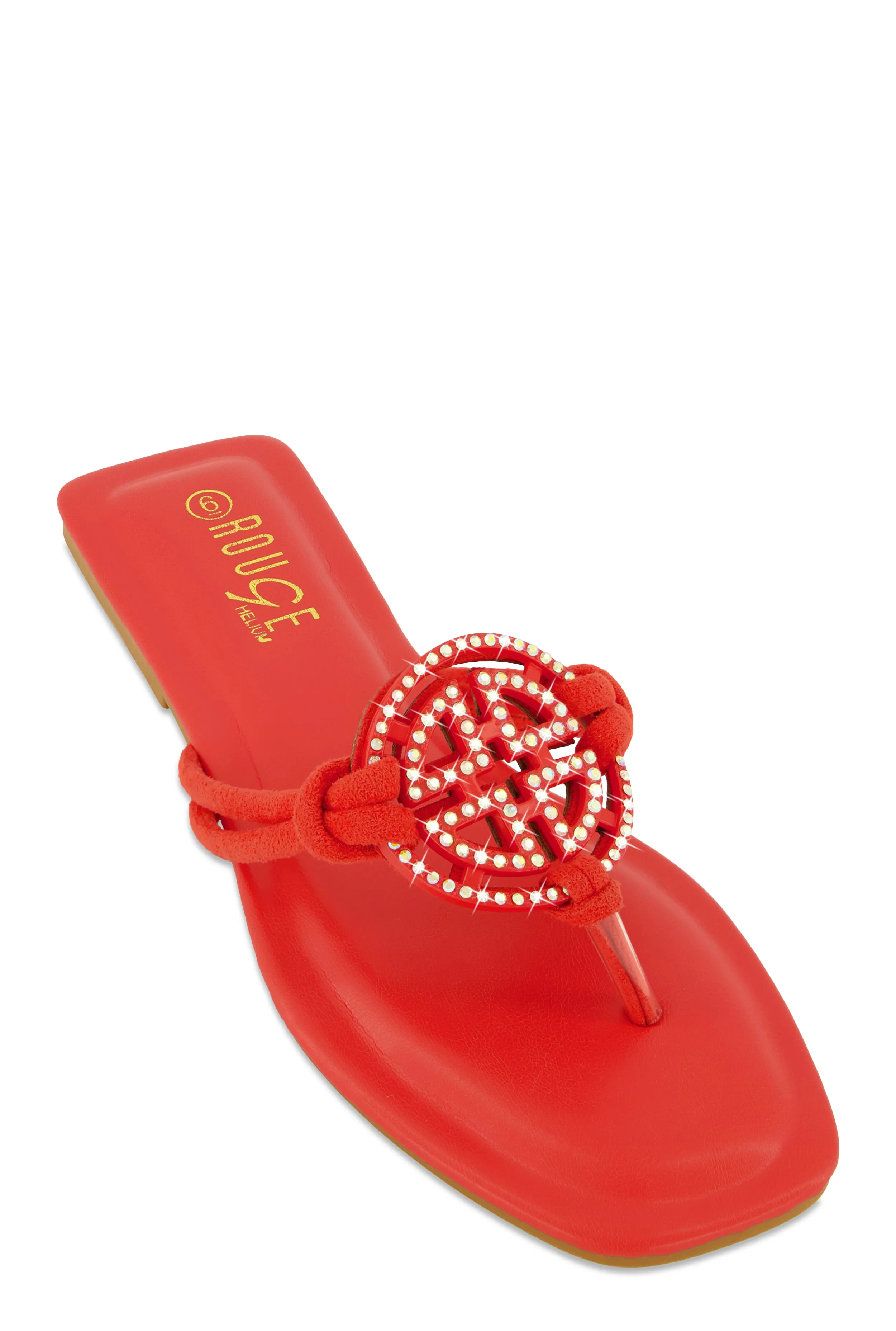 Rhinestone Geo Pendant Thong Slide Sandals sold by Rainbow